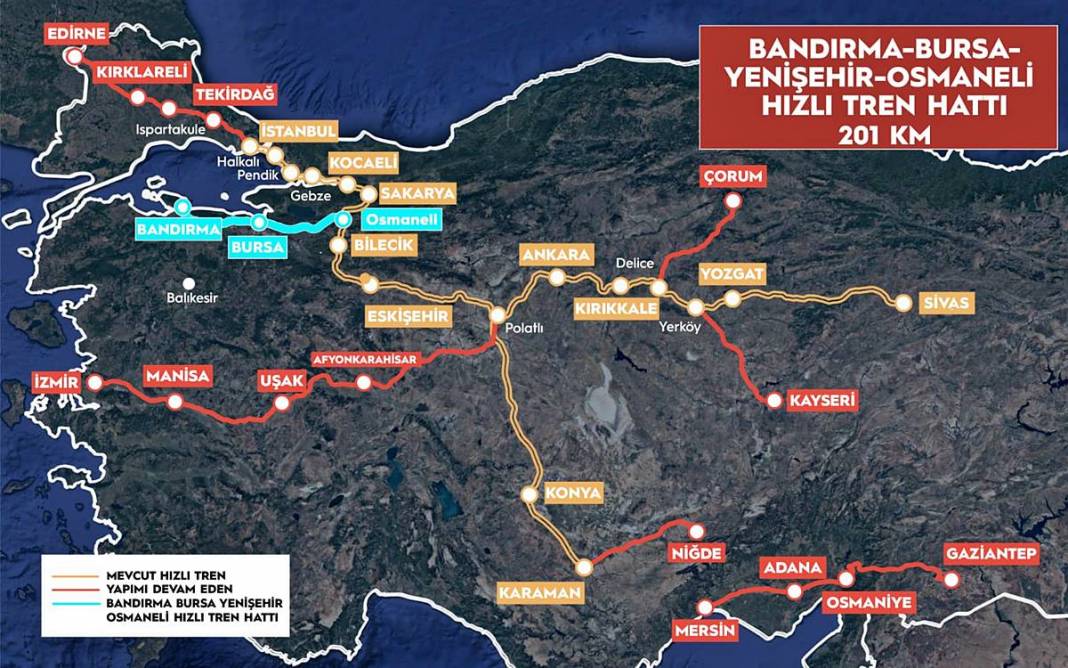 Türkiye'nin 12. yüksek hızlı tren şehri Bursa oluyor 1